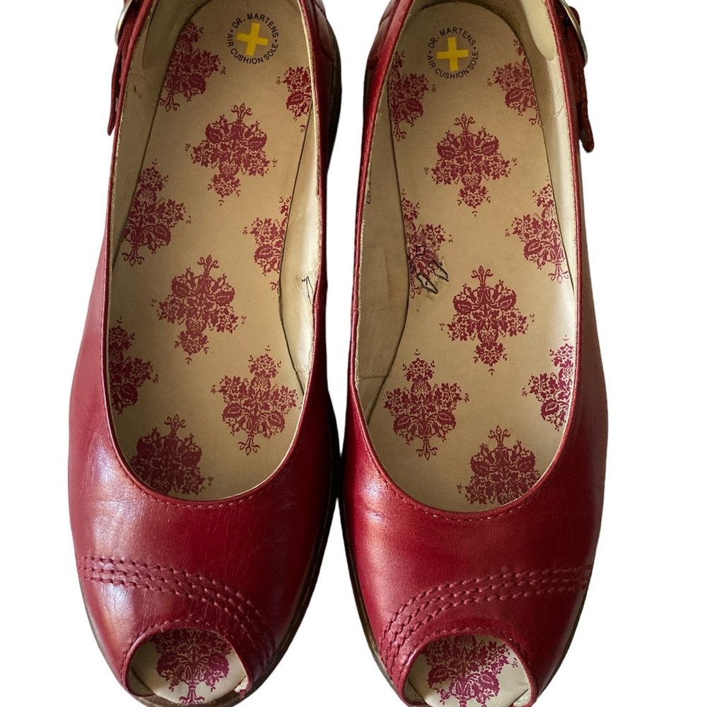 REVISED: Red Leather Doc Marten Peep Toe 11M